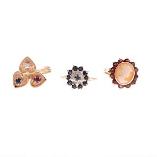 A Trio of Ladies Rings with Gemstones & Diamonds