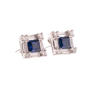 A Pair of Fine Sapphire & Diamond Earrings in 18K