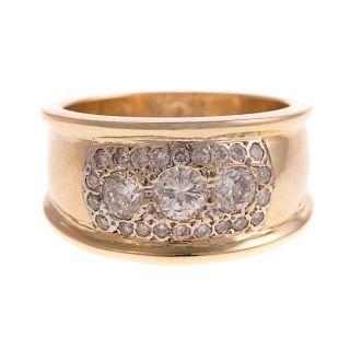 A Ladies Wide Band with Diamonds in 14K Gold