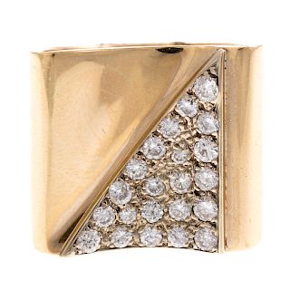 A Ladies Contemporary Pave Diamond Ring in 14K