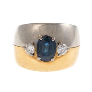 A Ladies Two Toned Sapphire & Diamond Band in 18K