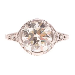A Ladies Platinum Art Deco 3.75ct Diamond Ring