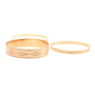 A Trio of Ladies Engraved Bangles in 14K