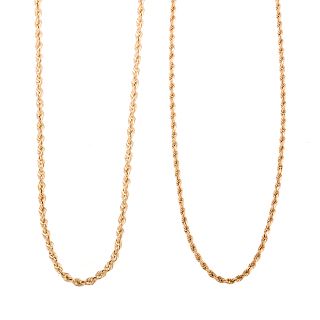 A Pair of Gentlemen's Gold Rope Necklaces