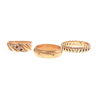 A Trio of Gold Bands in 14K