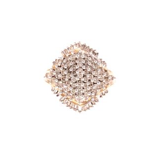 A Ladies Large Diamond Cluster Ring in 14K Gold