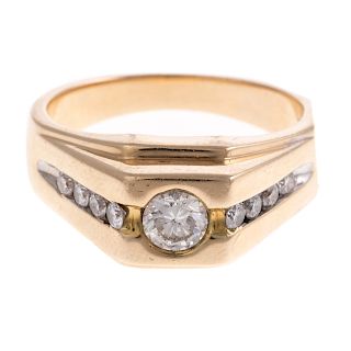A Gent's Contemporary Diamond Ring in 14K