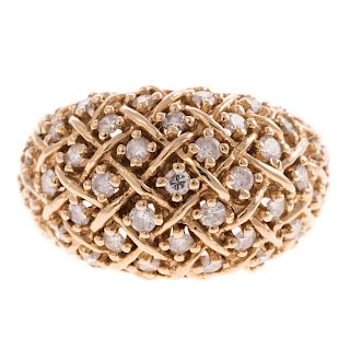 A Ladies 14K Dome Ring with Diamonds