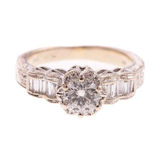 A Ladies Diamond Engagement Ring in 14K Gold