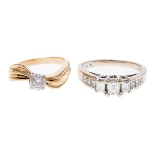 A Pair of Ladies Diamond Engagement Rings