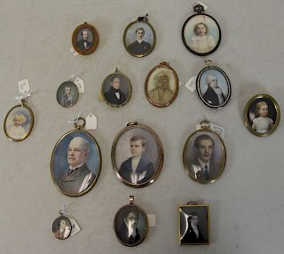 GROUPING OF 15 PORTRAIT MINIATURES.