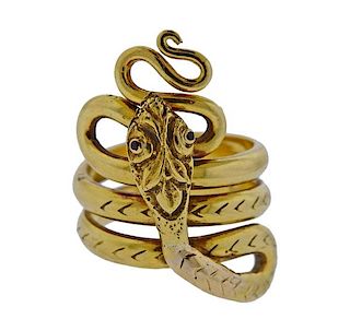 18k Gold Snake Ring 