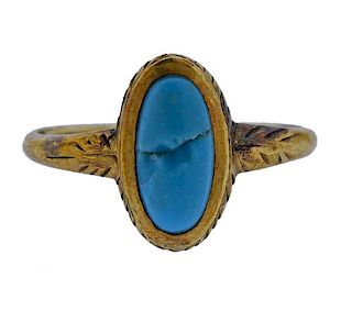 Antique Gold Turquoise Ring 