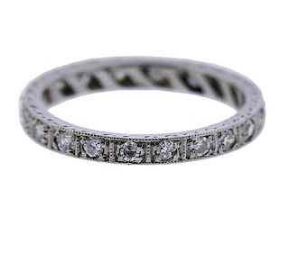 Art Deco Platinum Diamond Eternity Wedding Band Ring 