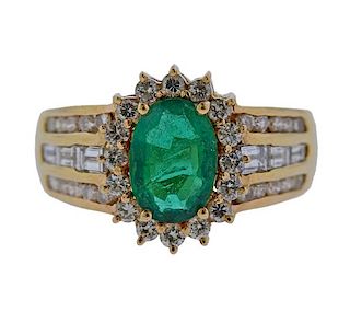 1.20ct Emerald Diamond 14k Gold Ring 