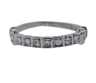 Art Deco Platinum Diamond Half Band Ring 