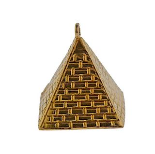 18K Gold Pyramid Charm Pendant