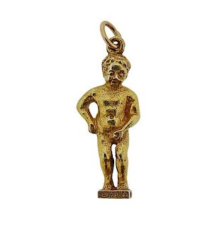9K Gold Peeing Boy of Brussels Charm Pendant
