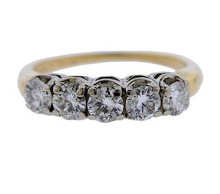 14K Gold Diamond 5 Stone Ring
