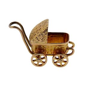 14K Gold Baby Carriage Charm Pendant