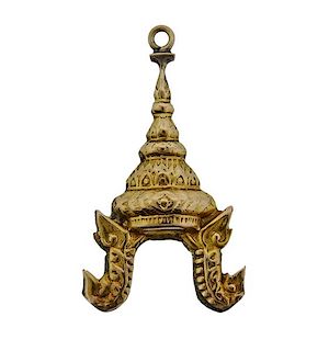 10K Gold Asian Temple Charm Pendant