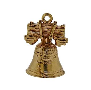 14K Gold Liberty Bell Charm Pendant
