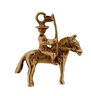10K Gold Cavalry Soldier Charm Pendant