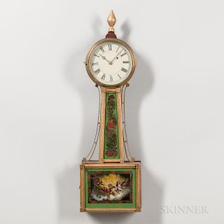New England Mahogany Patent Timepiece or "Banjo" Clock