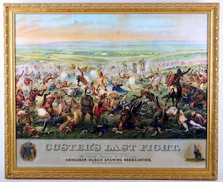 Custer's Last Fight Anheuser Busch Framed Print