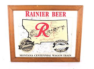 Rainier Beer & Montana Wagon Train Mirror