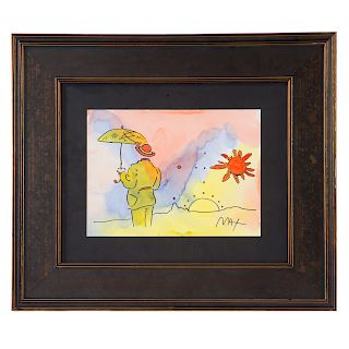 Peter Max. Umbrella Man with Sun