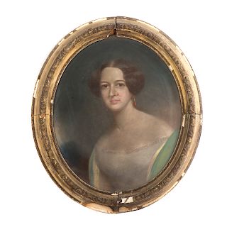 American, 19th c. Portrait of a Lady in Green