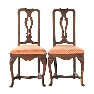 Pair Italian Walnut Side Chairs