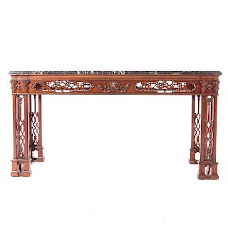 Chinese Chippendale Style Mahogany Console