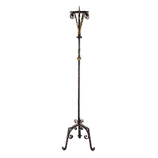 Continental Painted and Gilt Wrought Iron Torchere