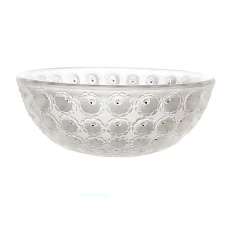 Lalique Partially Frosted Crystal Nemours Bowl