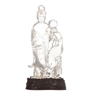 Chinese Carved Rock Crystal Quan-Yin