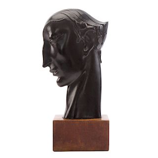 Art Deco Carved & Ebonized Wood Head