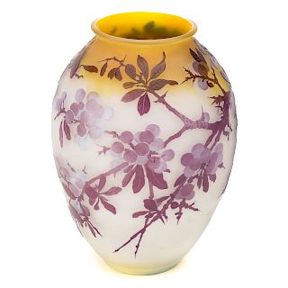 Emile Galle acid etched cameo glass vase