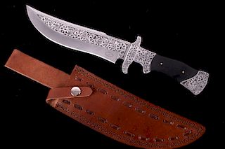 Engraved Exquisite D2 Steel Bowie Knife CFK USA