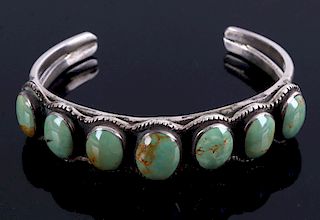 Navajo King's Manassa Turquoise Sterling Bracelet
