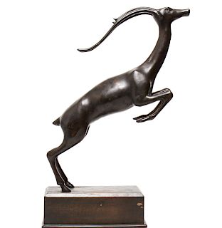 Art Deco Leaping Antelope Bronze Sculpture