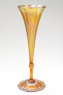 Tiffany Favrile Iridescent Art Glass Trumpet Vase