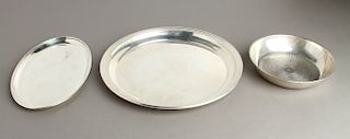 Sterling & Continental Silver Trays & Bowl, 3