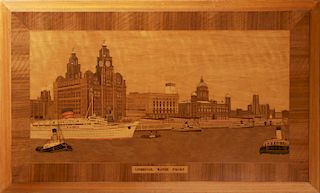 "Caronia Liverpool Water Front" Marquetry Wood