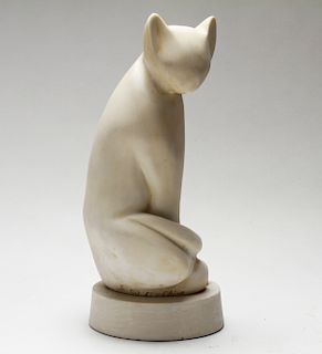 Modern Li Ching "White Cat" Cast Resin Sculpture