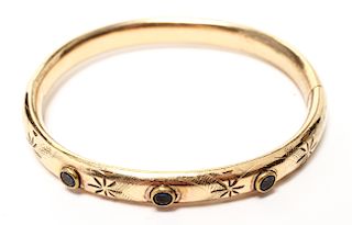 Gold-Filled Three Sapphires Bangle / Bracelet