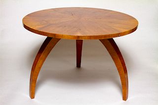 Art Deco Circular Wood Hall Table on Tripod Base