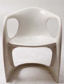 Joe Colombo Manner White Plastic Open Armchair