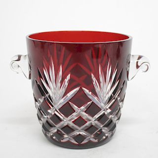 Faberge Wine Cooler, Cranberry-Cut-to-Clear Glass